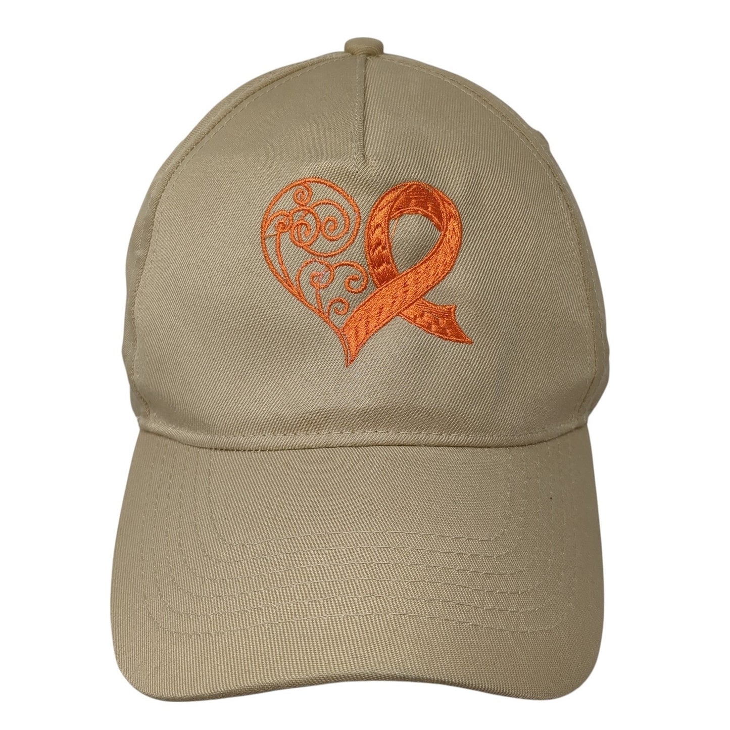 Orange Ribbon Heart Strapback Hat Brown One Size Embroidered Hit Wear