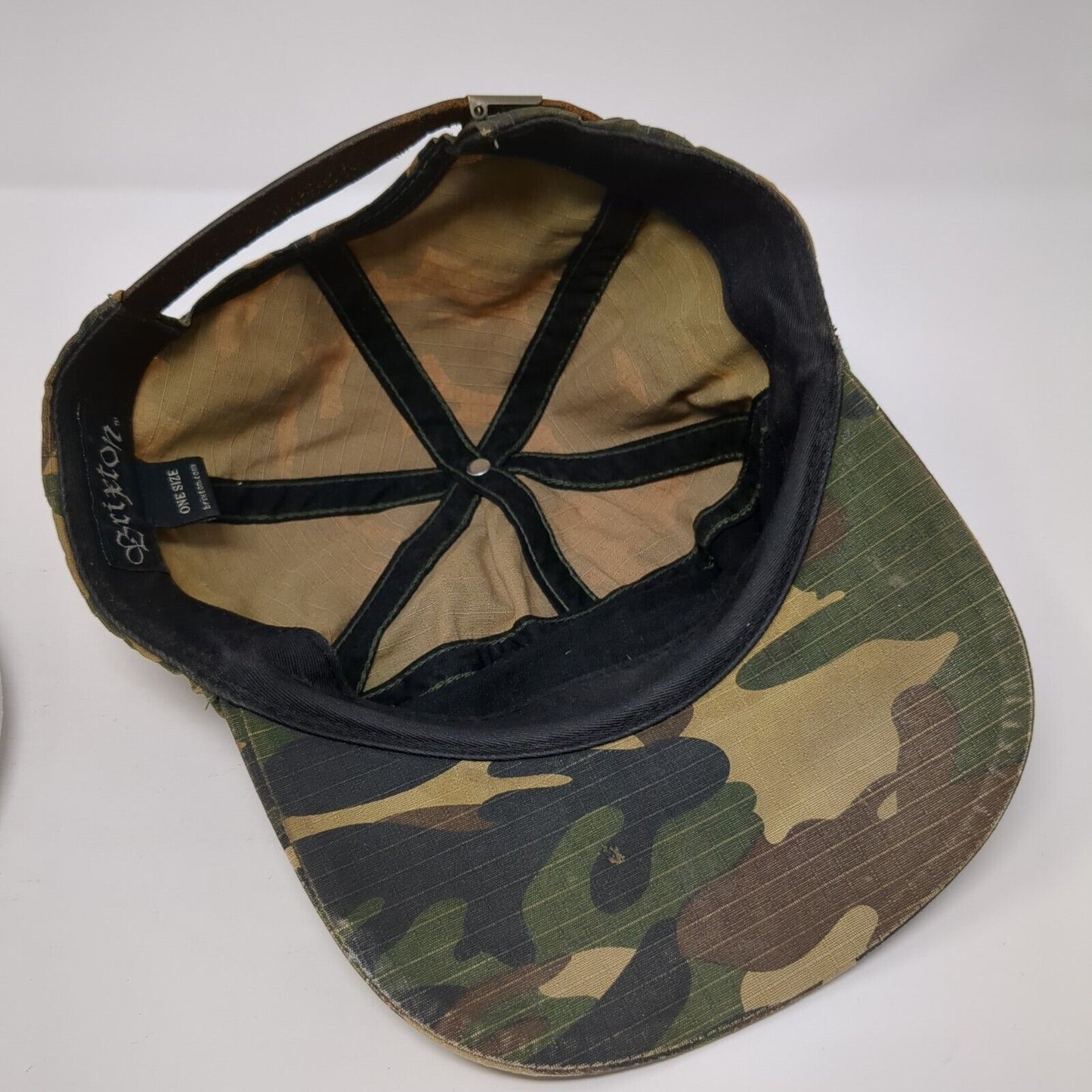 Brxtn Mfg Co Patch Slideback Hat Camouflage One Size Leather Strap