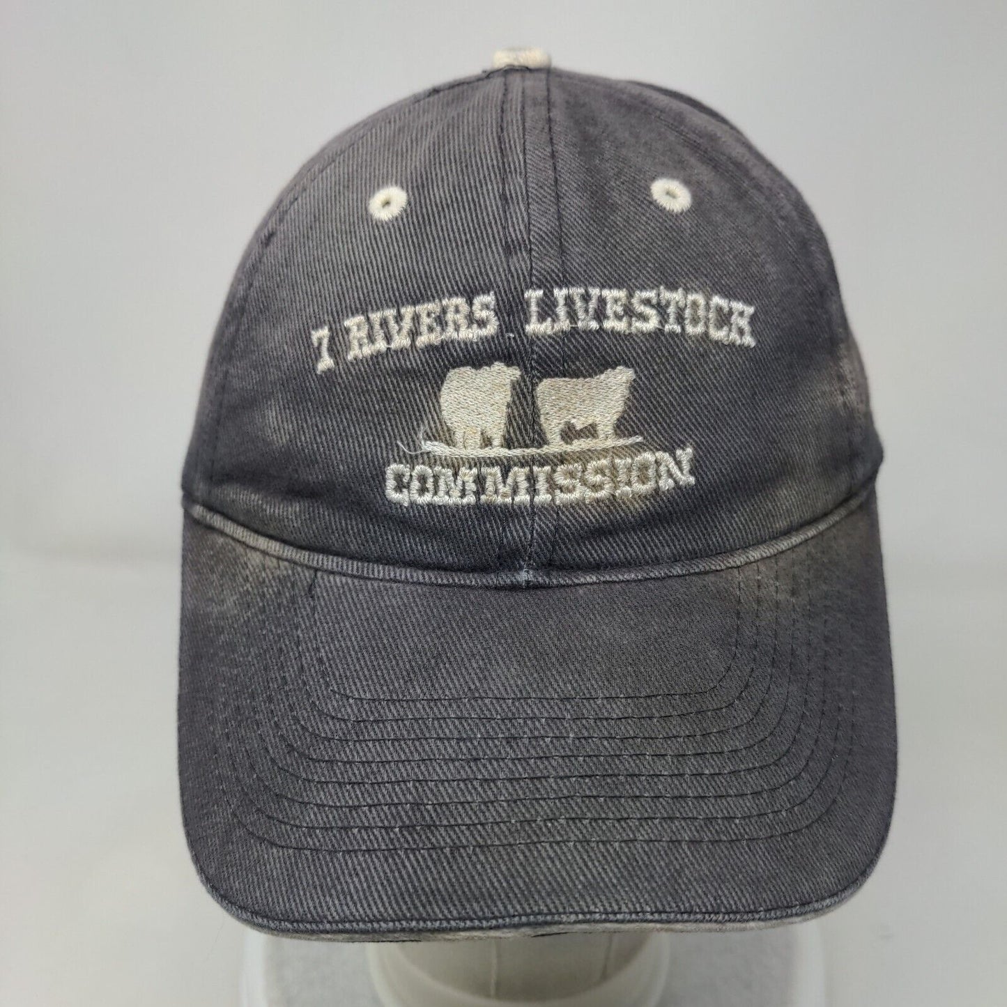 7 Rivers Livestock Commission Strapback Hat Blue OSFM Embroidered Otto