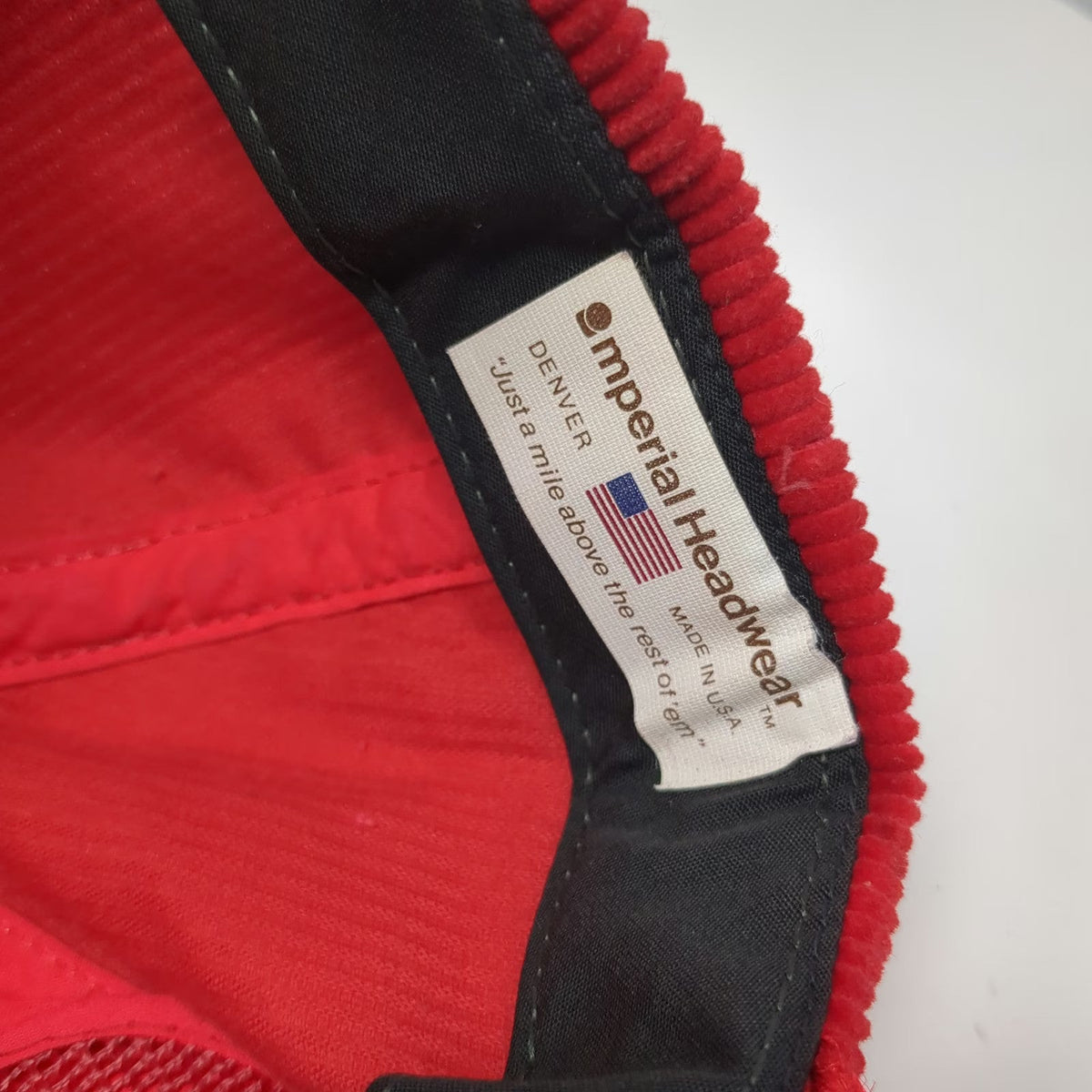Imperial Headwear 5 Panel Red Hat One Size Corduroy Rope Bonsai Salishan Golf