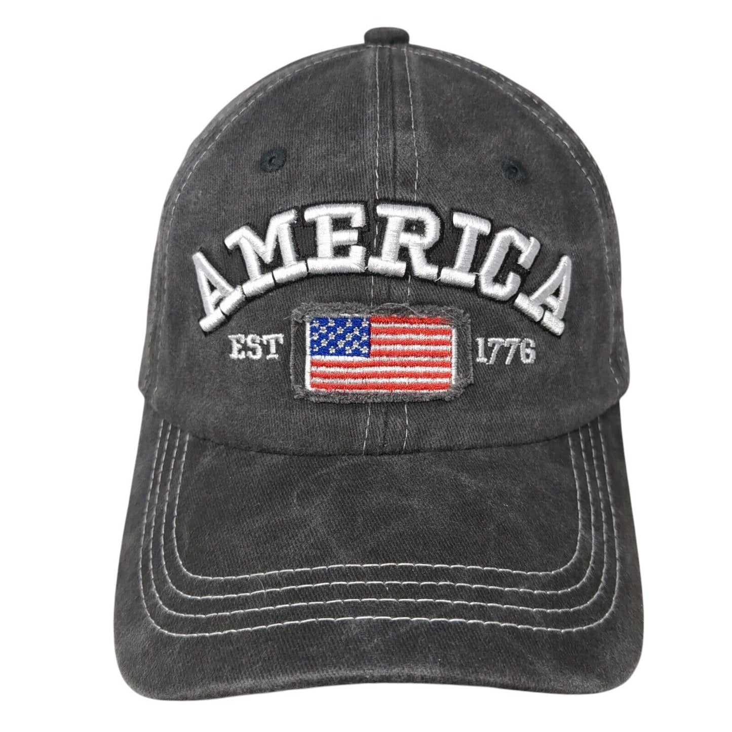 America Est 1776 Slideback Hat Gray One Size Adjustable Embroidered