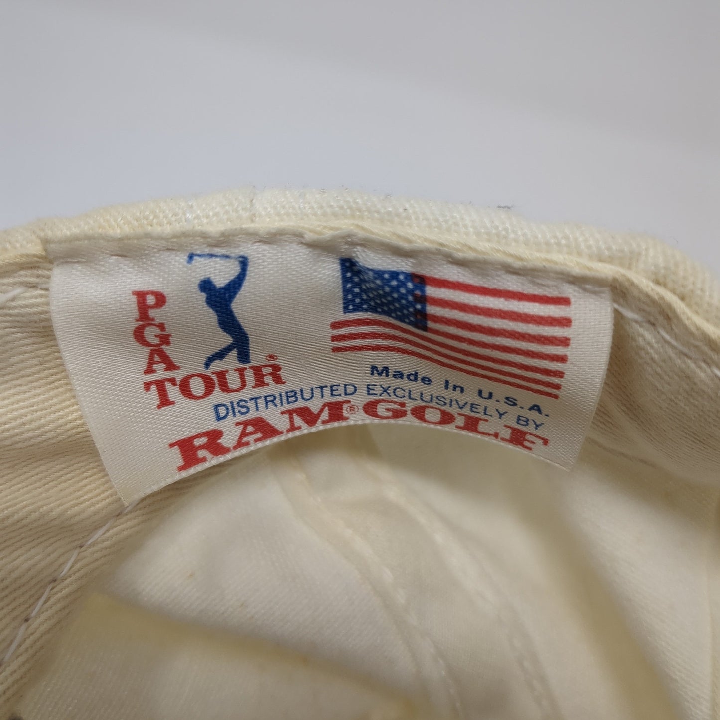 PGA Tour Logo Slideback Hat White One Size Adjustable Leather Strap