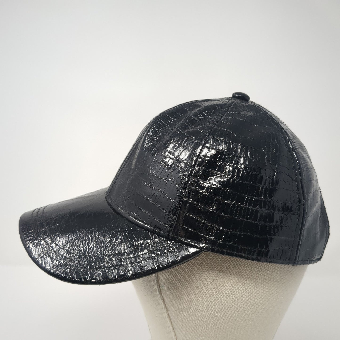 H&M Strapback Hat Black Small Adjustable PU Coated Solid Outdoor Blank