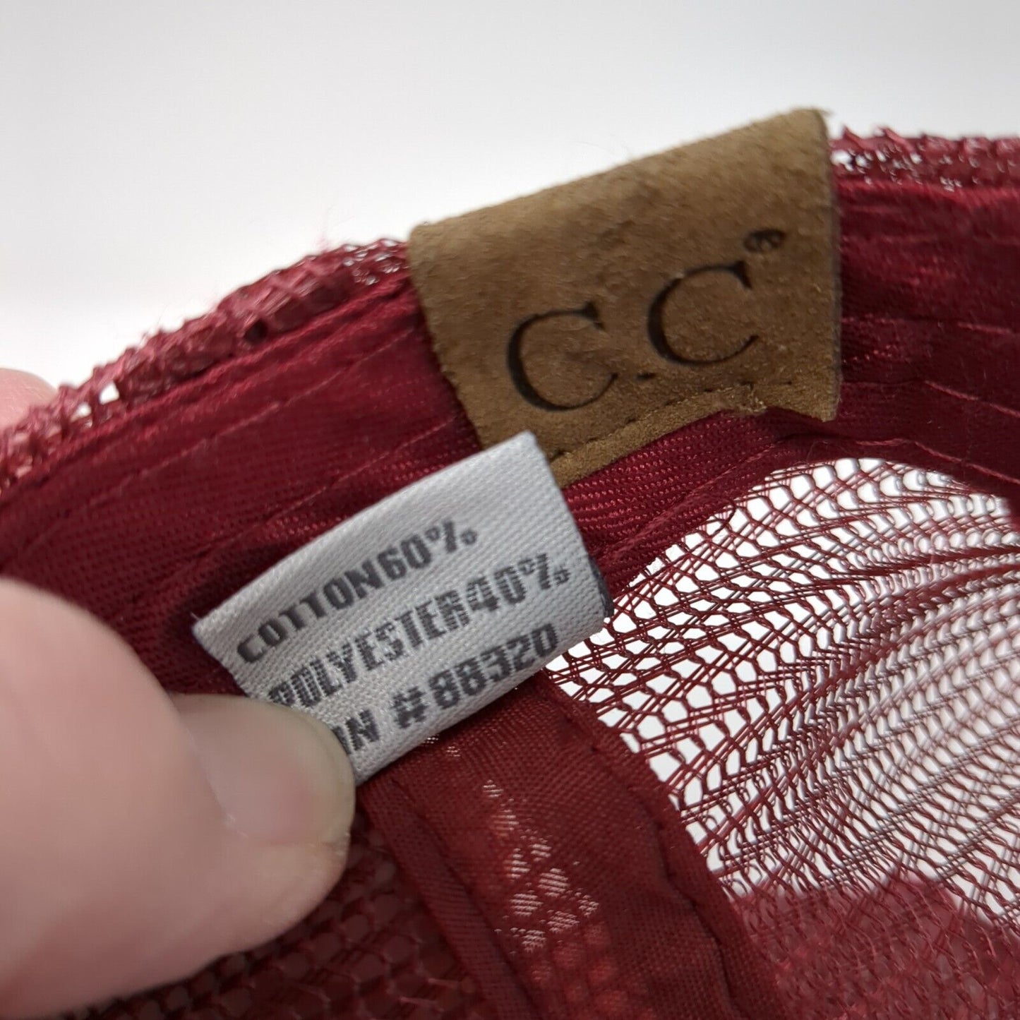 C.C. Strapback Ponyback Trucker Hat Red One Size Adjustable Mesh Back Blank