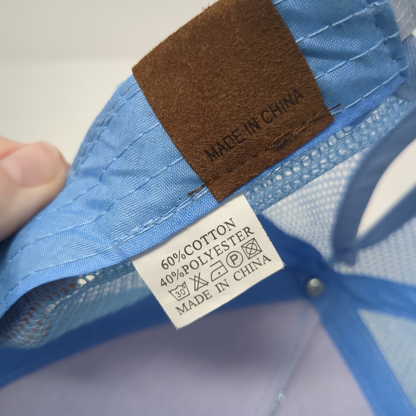 Glitter Ponytail Trucker Hat Blue One Size Adjustable Mesh Back Blank