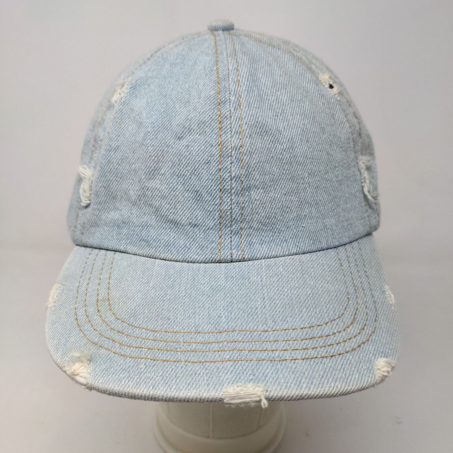 Sonoma Women's Denim Hat Strapback Blue Distressed Cotton Blend