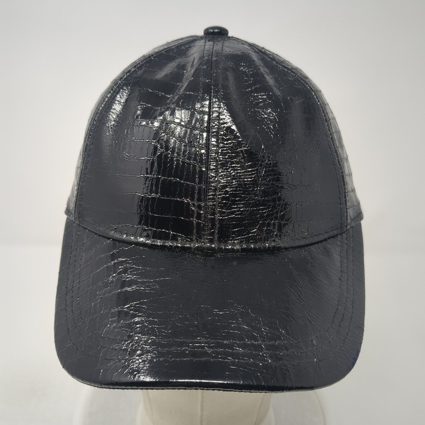 H&M Strapback Hat Black Small Adjustable PU Coated Solid Outdoor Blank