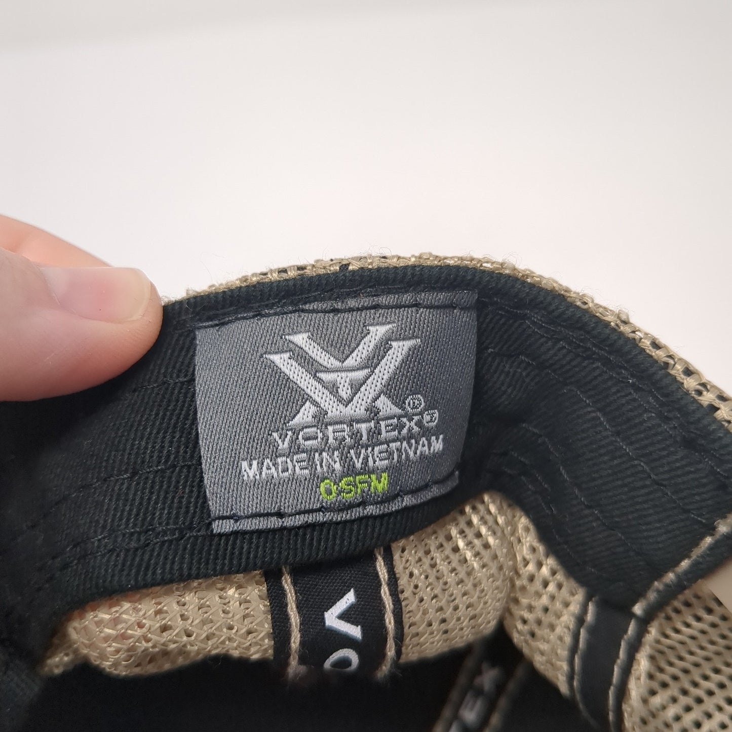 Vortex Logo Snapback Trucker Hat Brown One Size Mesh Back Adjustable