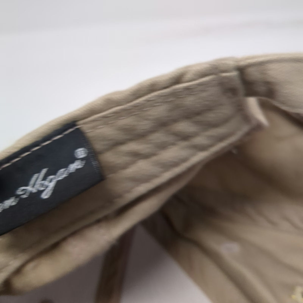 Ben Hogan Baseball Cap Beige Black OSFM Hat Script Embroidery Side Logo Buckle