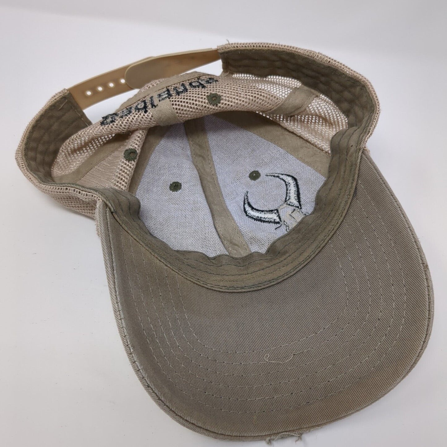Badlands Snapback Trucker Hat Tan One Size Adjustable Mesh Back Distressed