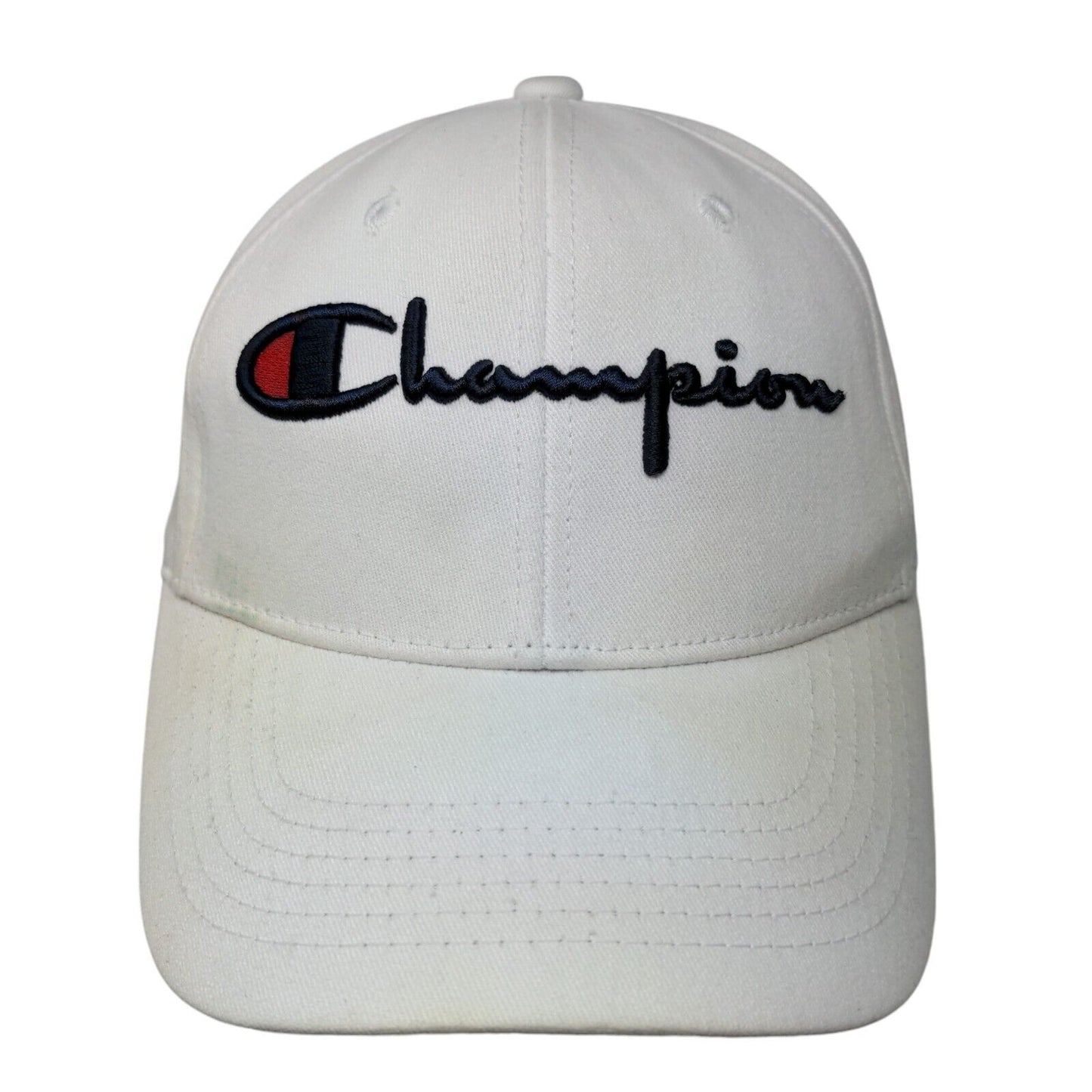 Champion Slideback Hat White One Size Adjustable Embroidered Vented Holes