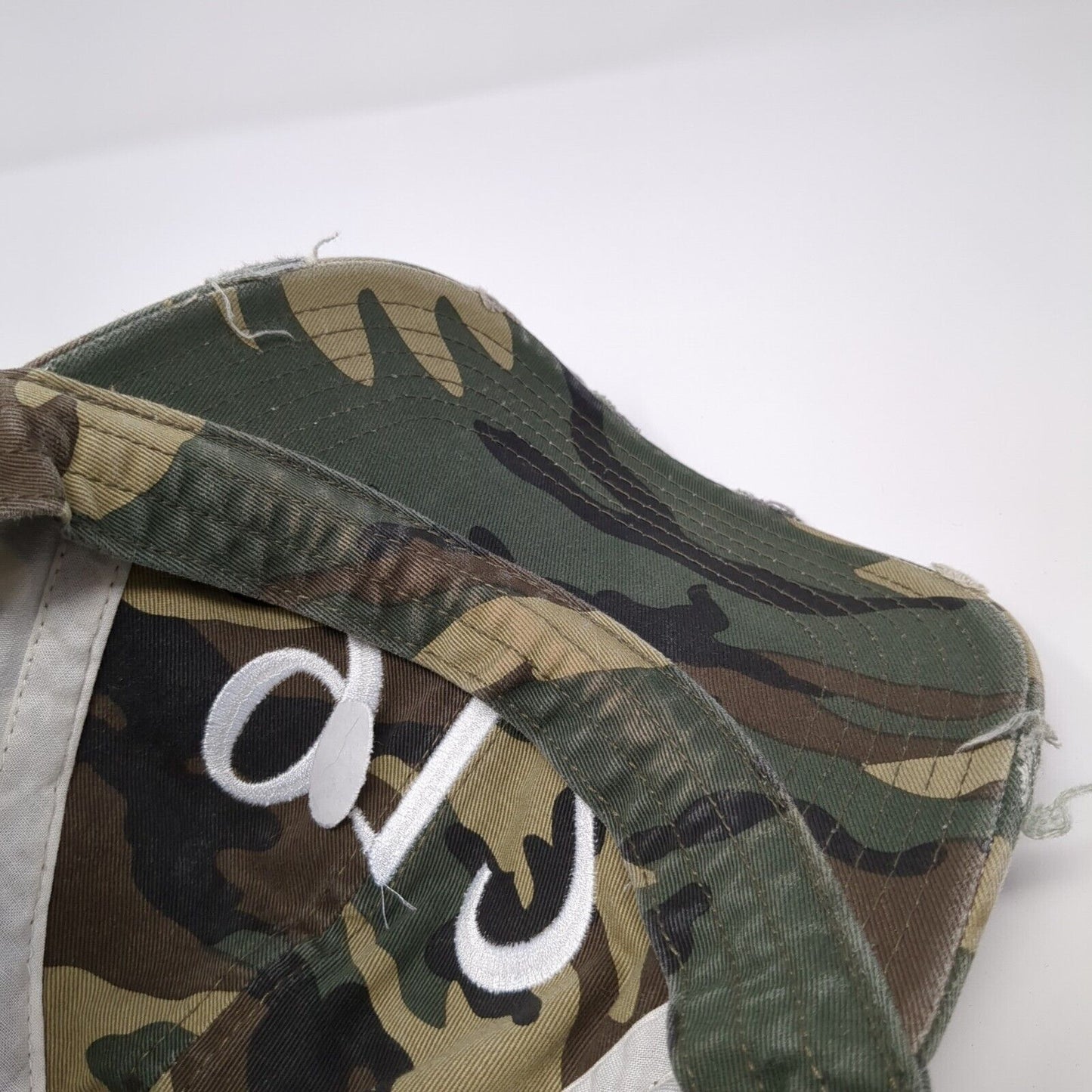 912 Slideback Hat Camouflage One Size Adjustable Embroidered Distressed District