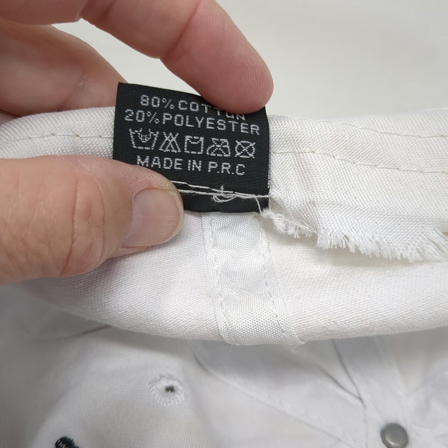 Baseball Cap White One Size NY New York Embroidered Slideback Adjustable Hat