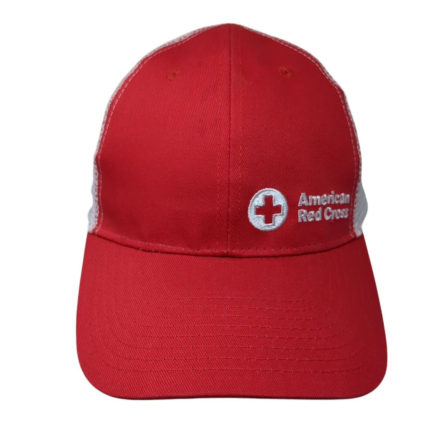 American Red Cross Strapback Trucker Hat Red One Size Mesh Back
