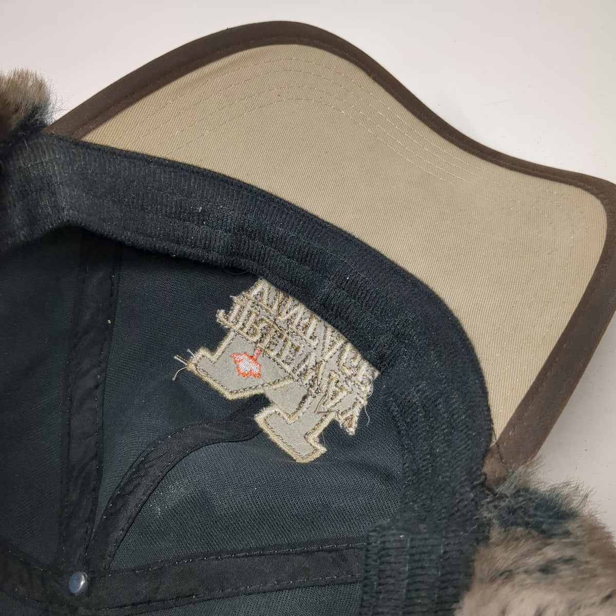 Beige Trapper Cap One Size Hat Ear Flaps Corduroy Harvard Western Treeway
