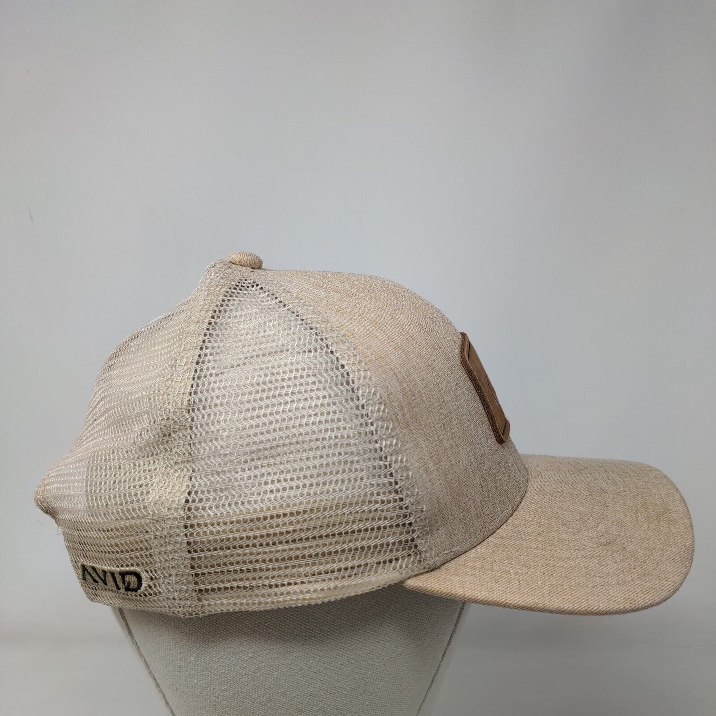 Avid Snapback Trucker Hat Tan OSFM Adjustable Mesh Back 6 Panel Polyester