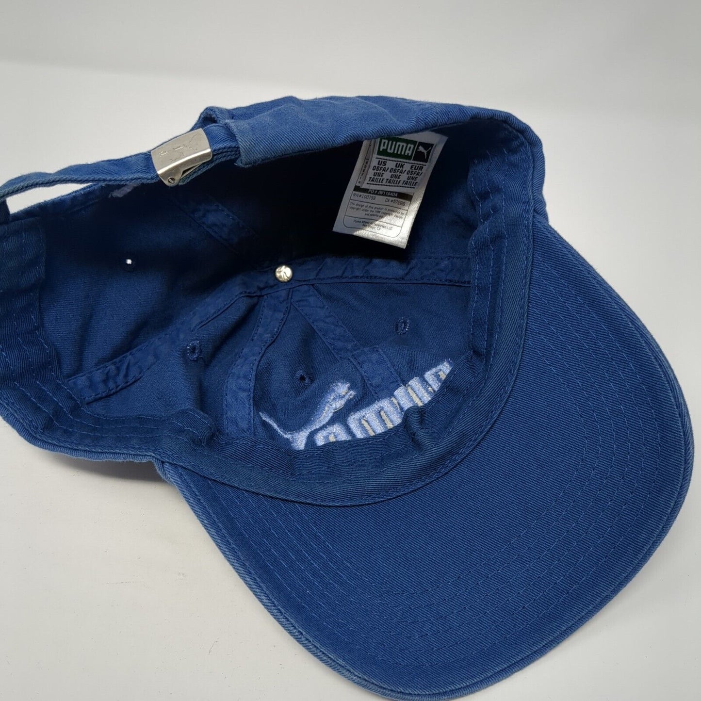 Puma Slideback Hat Blue One Size Adjustable Embroidered Logo Vent Holes