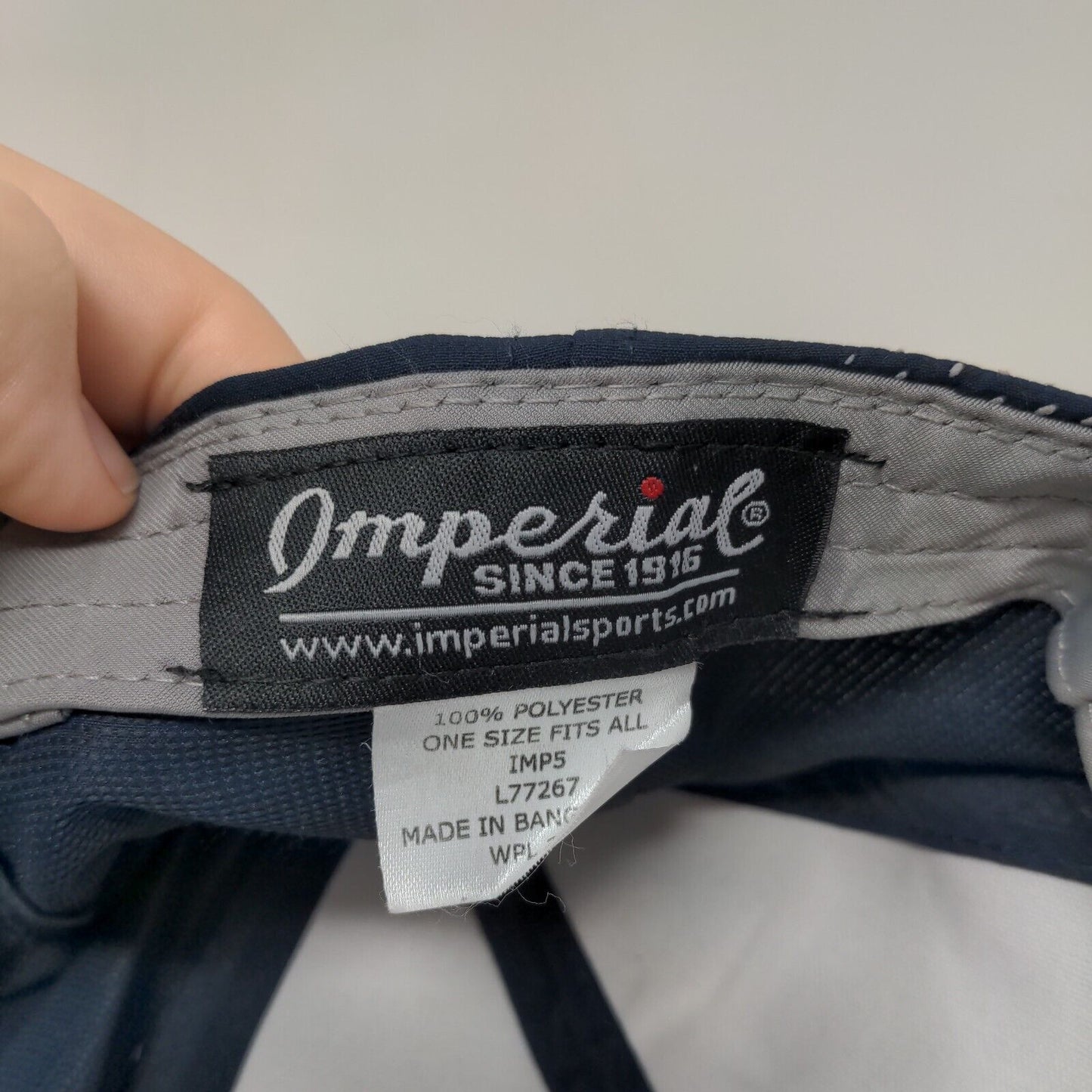 Imperial Strapback Hat Blue OSFA Embroidered Logo Adjustable 6 Panel