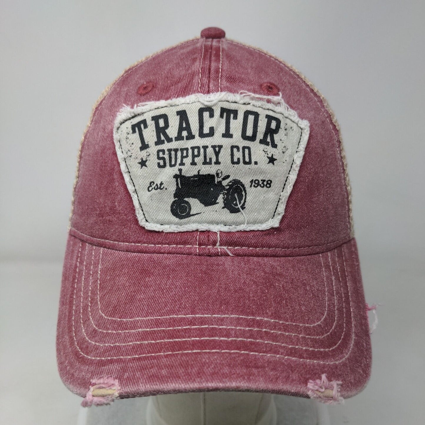 Tractor Supply Co. Snapback Trucker Hat Red OSFM Mesh Back 6 Panel Distressed