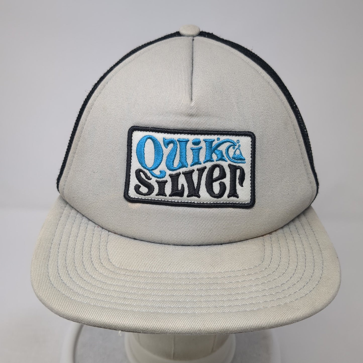 Quiksilver Snapback Trucker Hat Gray One Size Adjustable Embroidered Mesh Back