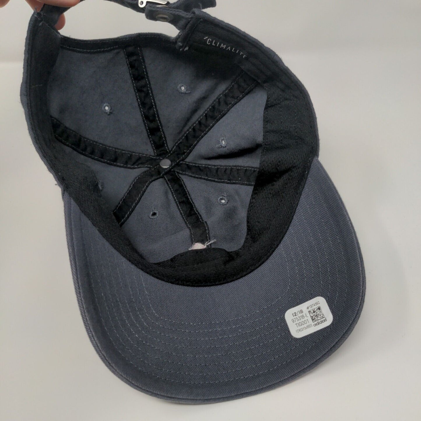 Adidas Slideback Hat Gray One Size Adjustable Embroidered Climalite 6 Panel