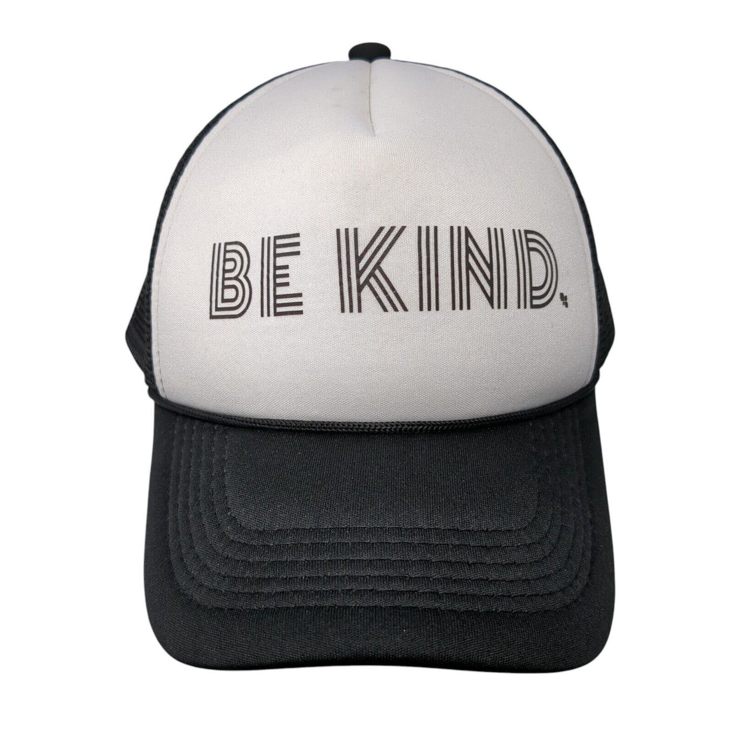 Be Kind Snapback Mesh Back Rope Trucker Hat Black One Size Colorblock