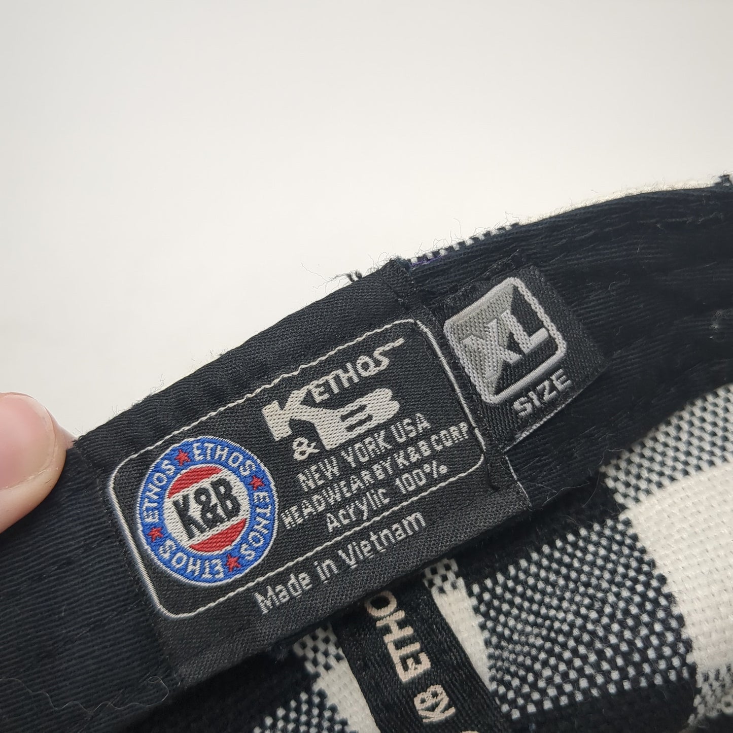 KB ETHOS Fitted Hat Multicolor XL Plaid Check Vent Holes Blank Outdoor