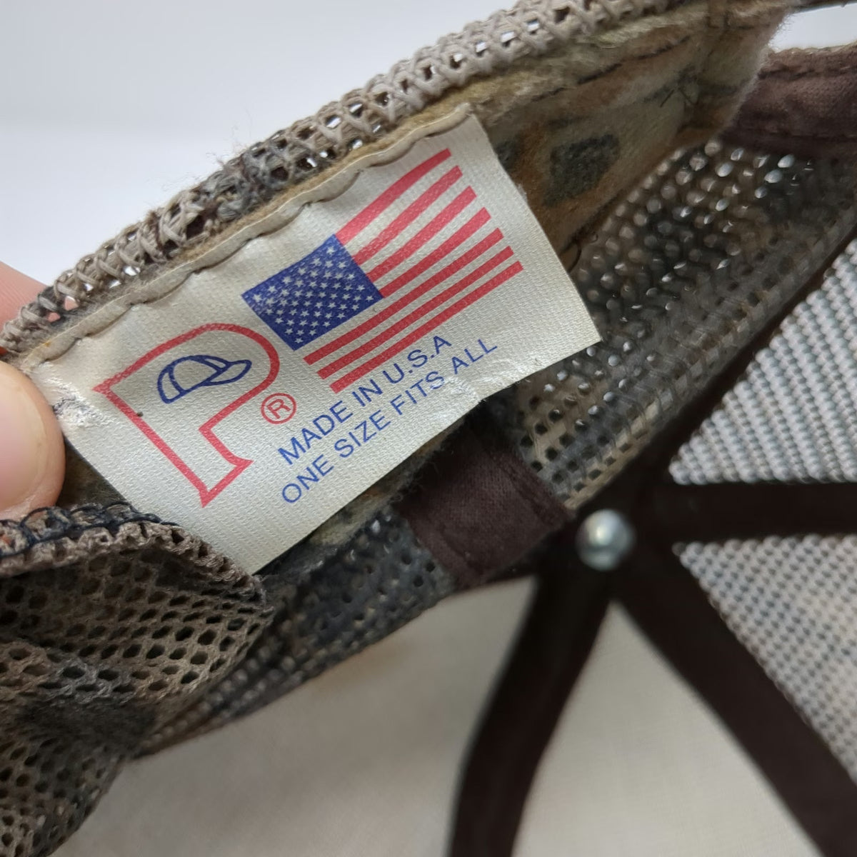 Precision Trucker Hat Brown Camo Mesh Face Mask Made in USA Hunting Vintage