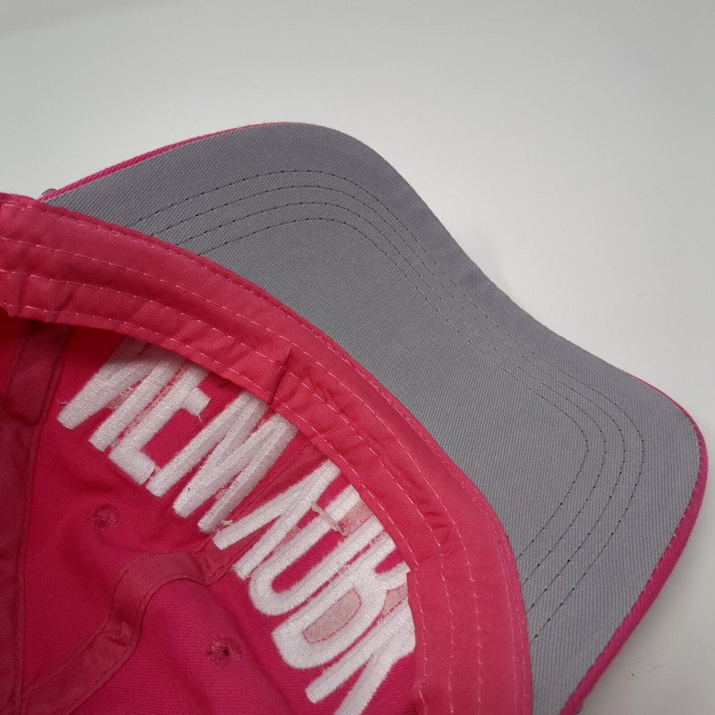 New York Slideback Hat Pink One Size Adjustable Studded Rhinestone Bling