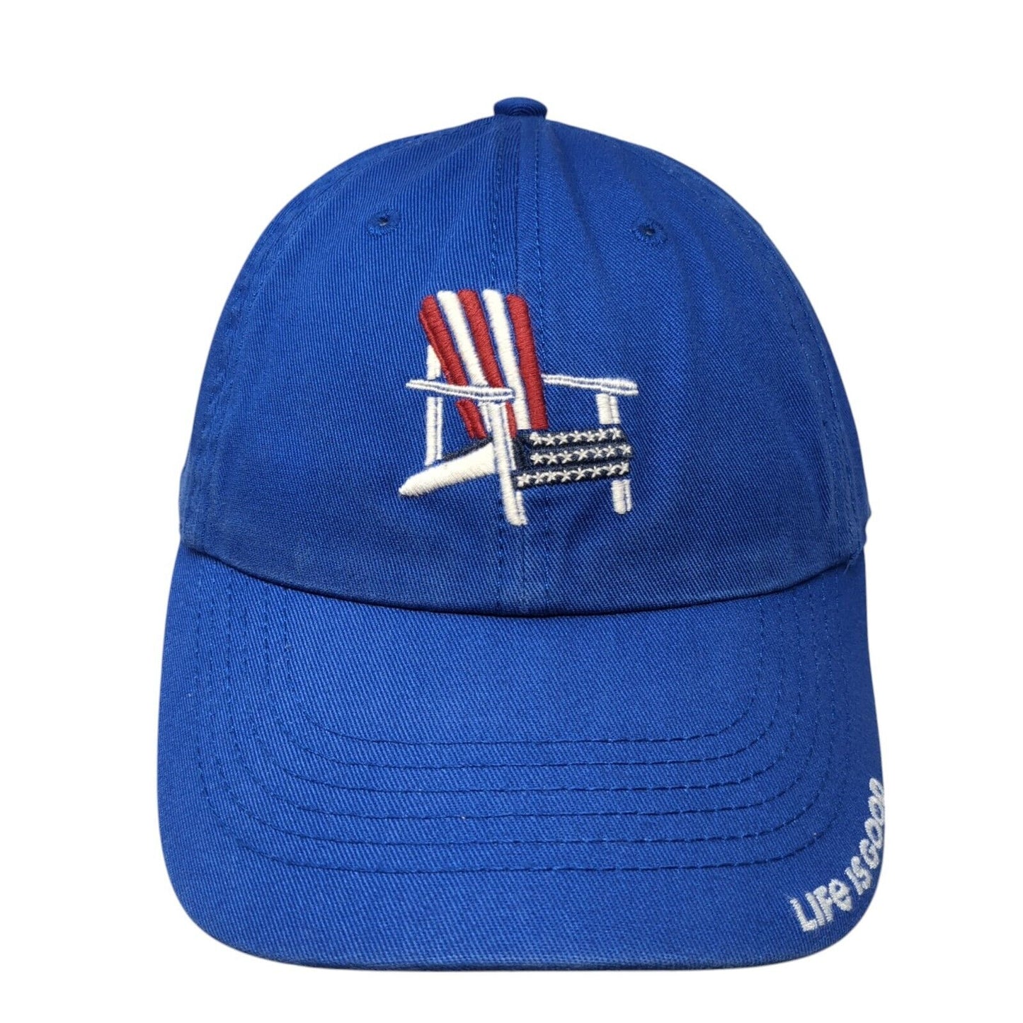 Life Is Good Adirondack Chair Slideback Hat Blue One Size Patriotic