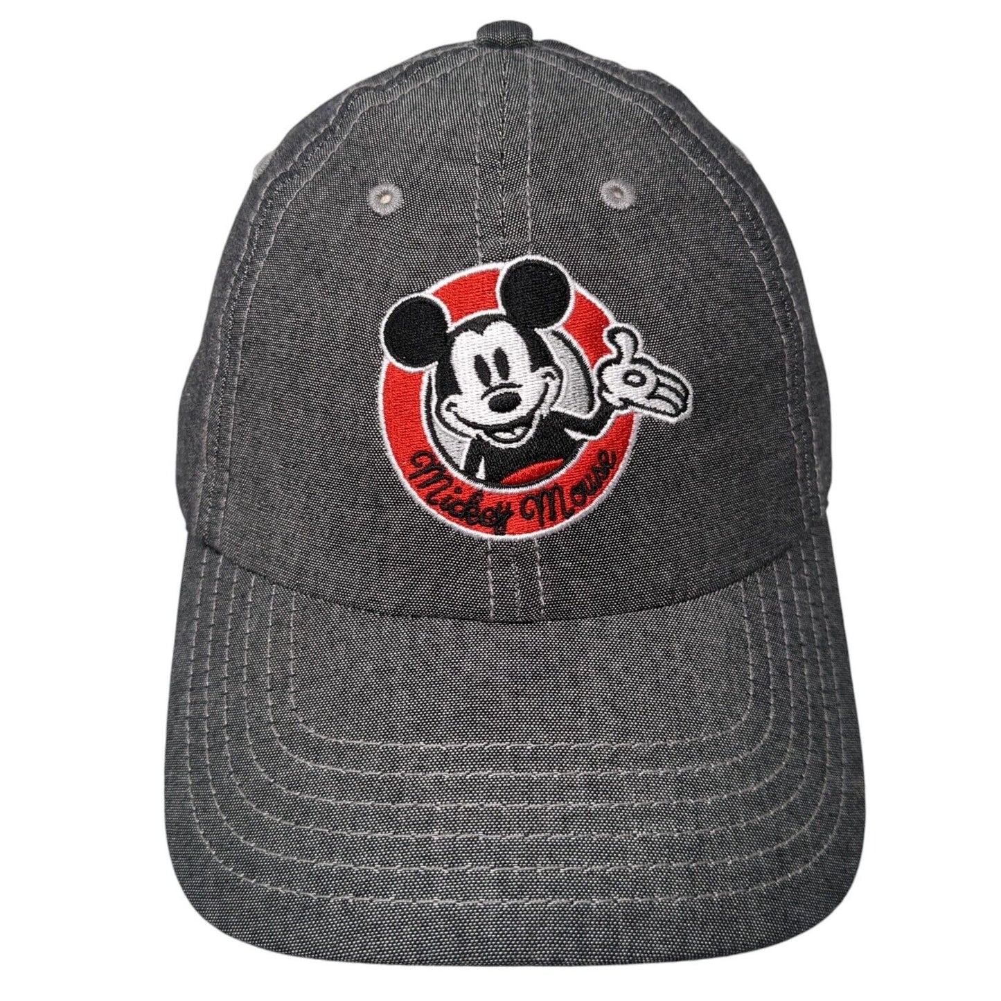Mickey Mouse Slideback Hat Gray One Size Adjustable Disney 6 Panel