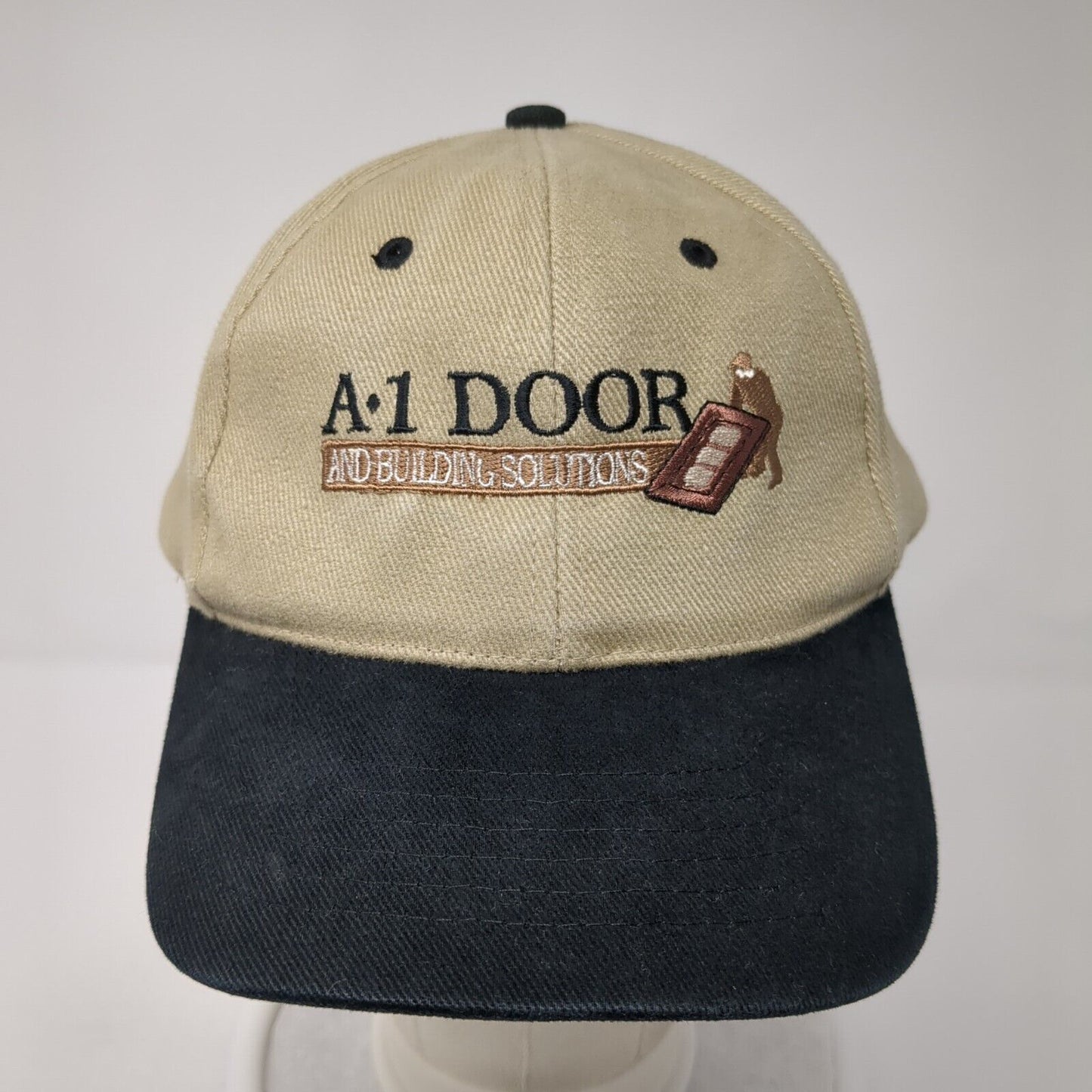 A1 Door And Building Solutions Snapback Hat Tan OS Adjustable Embroidered