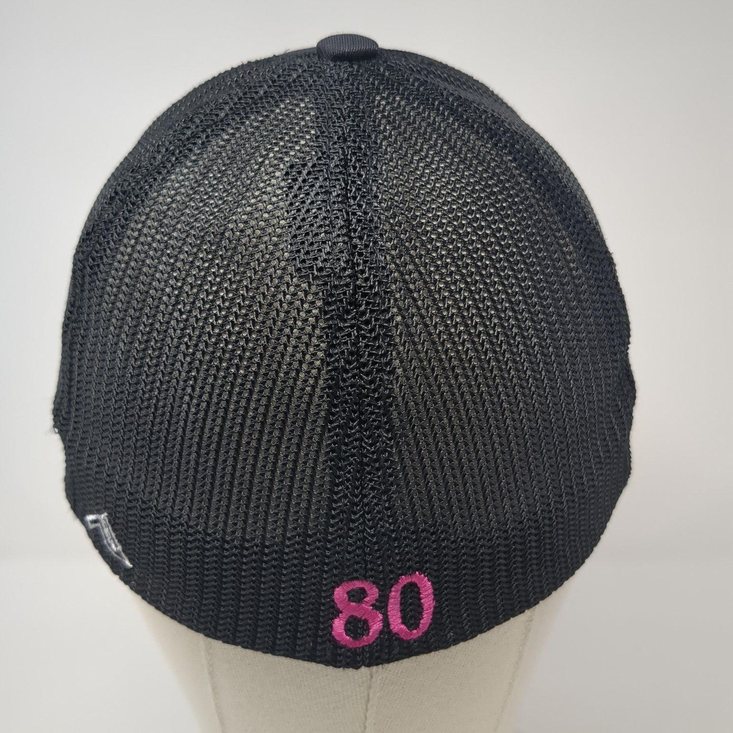 BBA 80 Fitted Trucker Hat Black 7 3/8 Embroidered Mesh Back Pacific Headwear