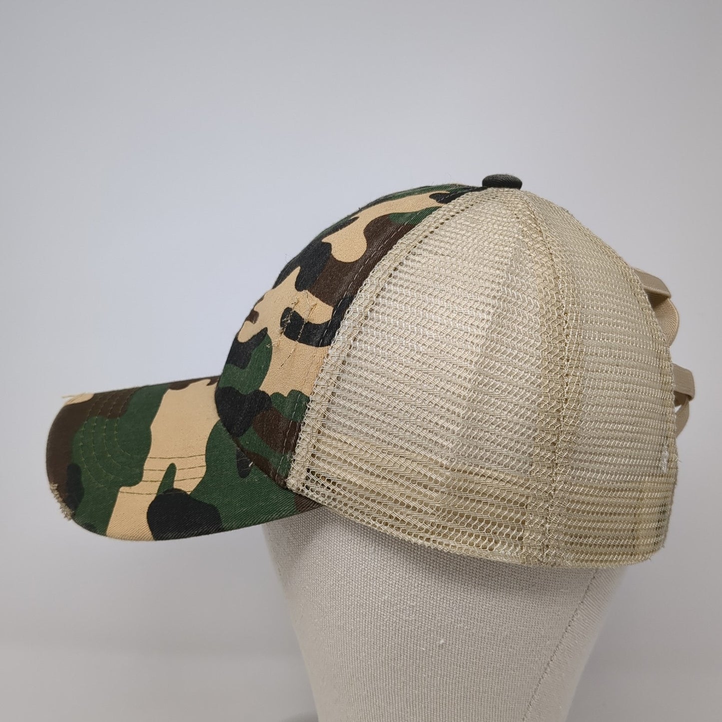 Unbranded Strapback Trucker Hat Multi Camo One Size Mesh Back Ponytail