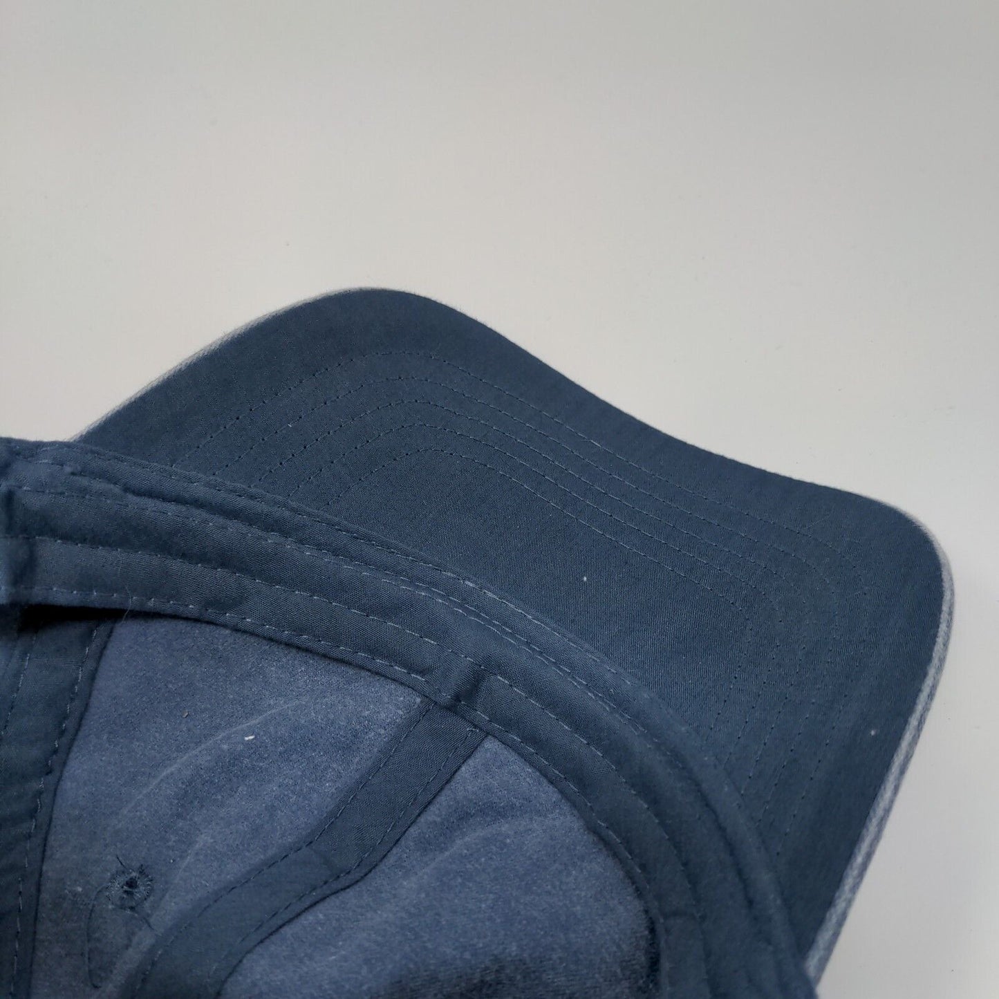 Unbranded Strapback Hat Blue OSFM Adjustable Vented Holes 6 Panel Denim Blank