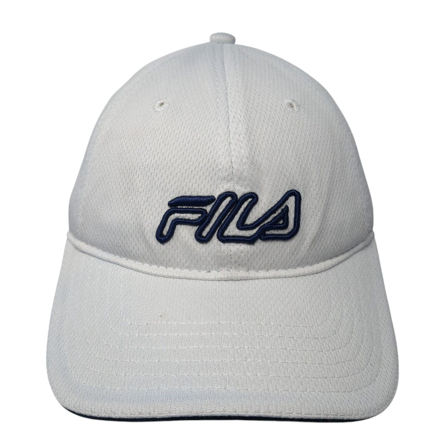 FILA Strapback Hat White One Size Adjustable Embroidered 6 Panel Polyester