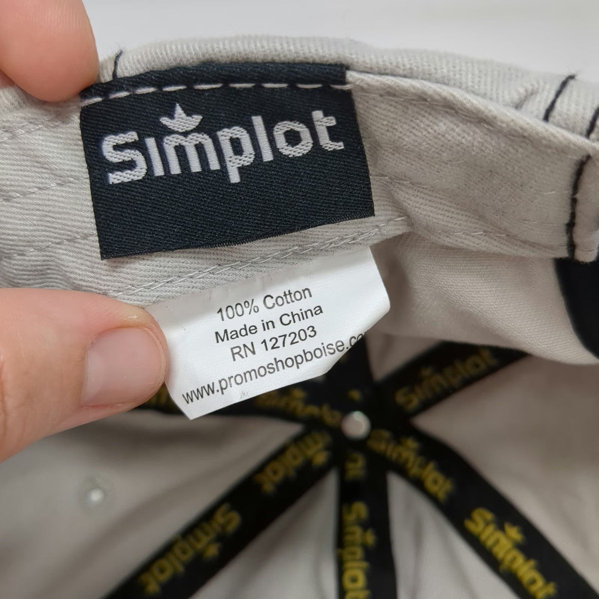 Simplot Baseball Cap Gray One Size Strapback Cotton Embroidered Logo Hat Stitch
