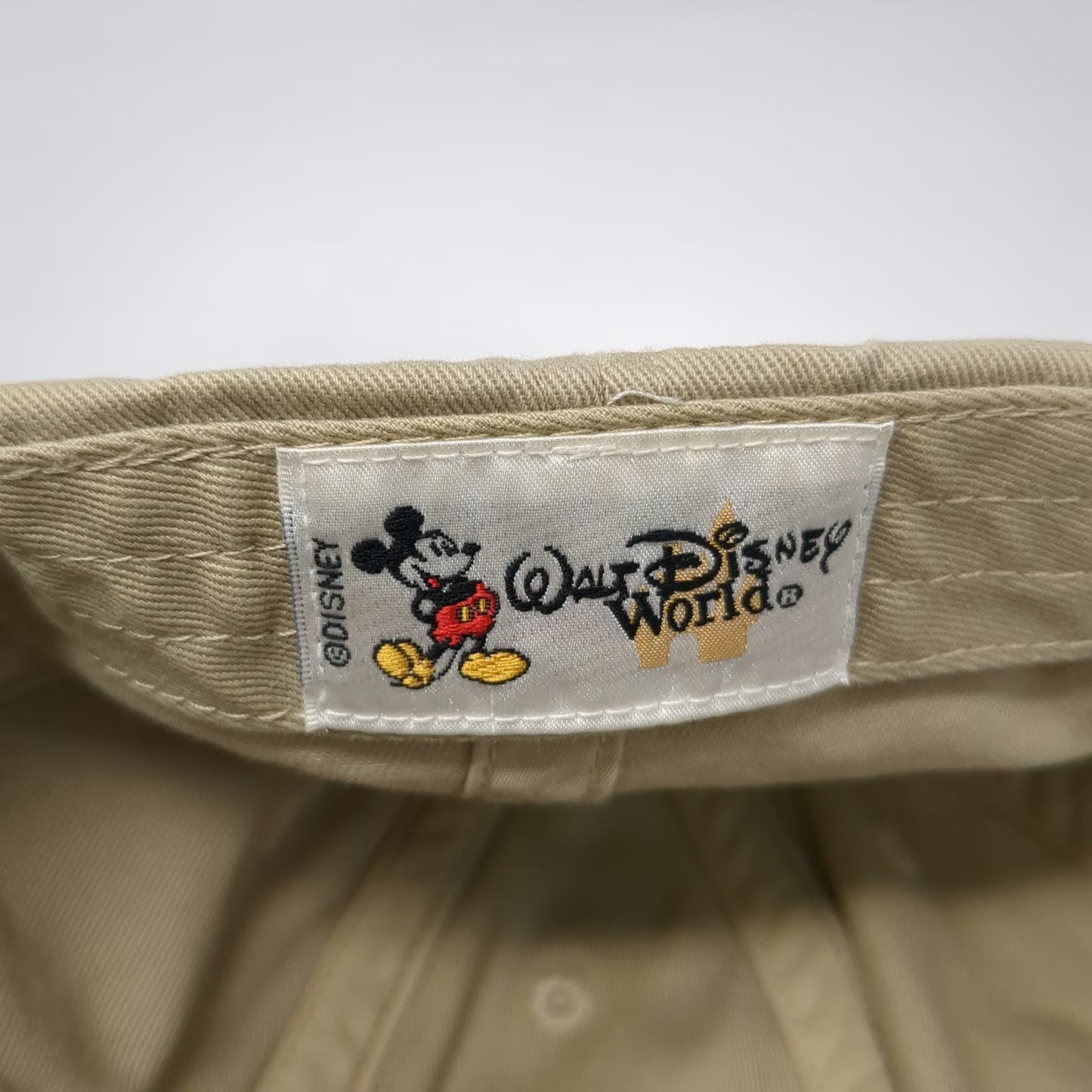 Disney Mickey Mouse Beige Baseball Cap One Size Cotton Slideback Embroidery Hat