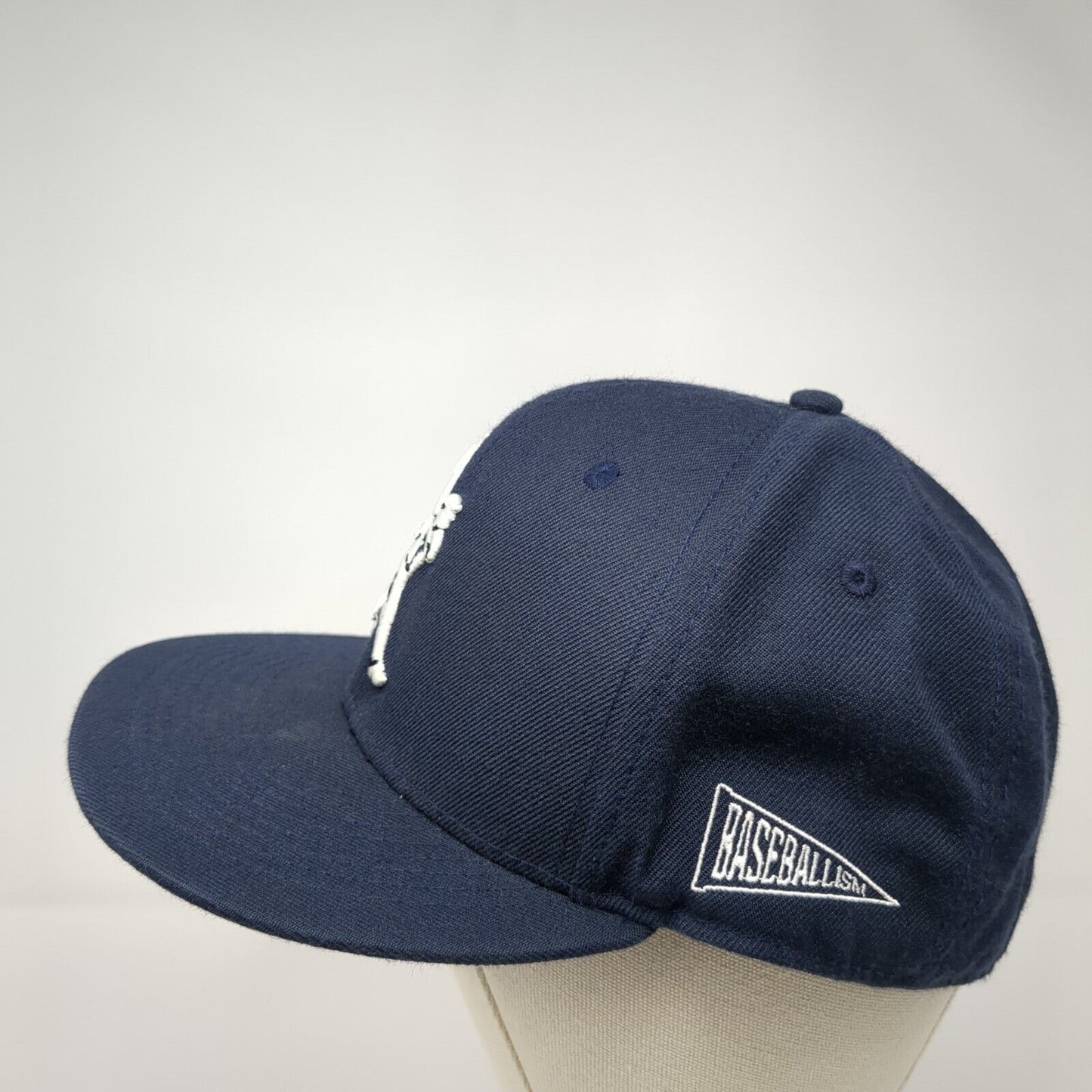 Baseballism Logo Fitted Hat Blue 7 1/2 Embroidered Solid Vent Holes
