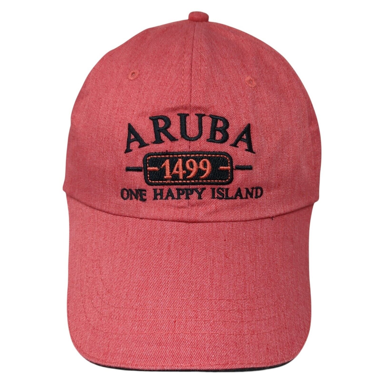 Aruba One Happy Island 1499 Strapback Hat Red One Size Adjustable Embroidered