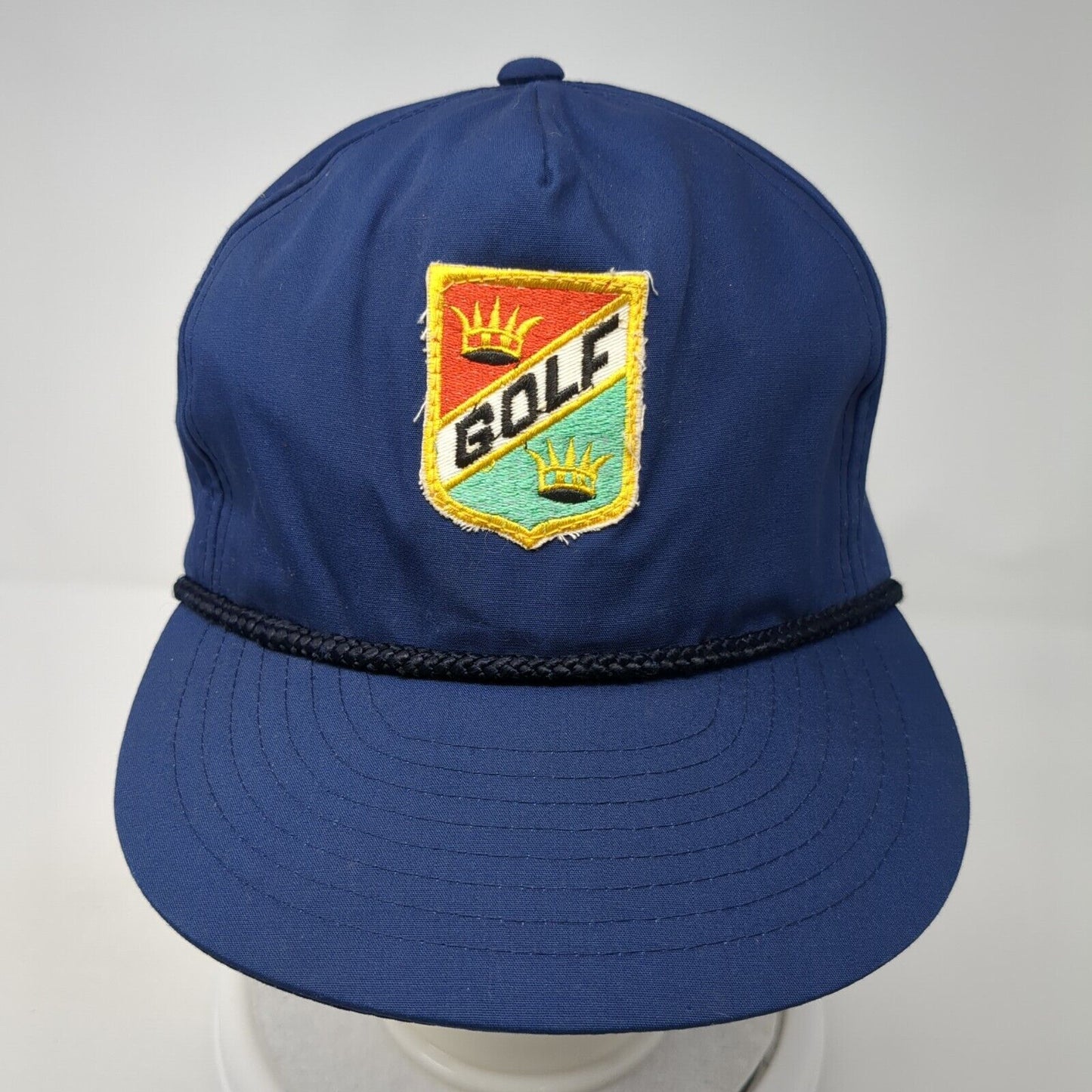 Golf Patch Snapback Hat Blue One Size Adjustable Solid Vent Holes