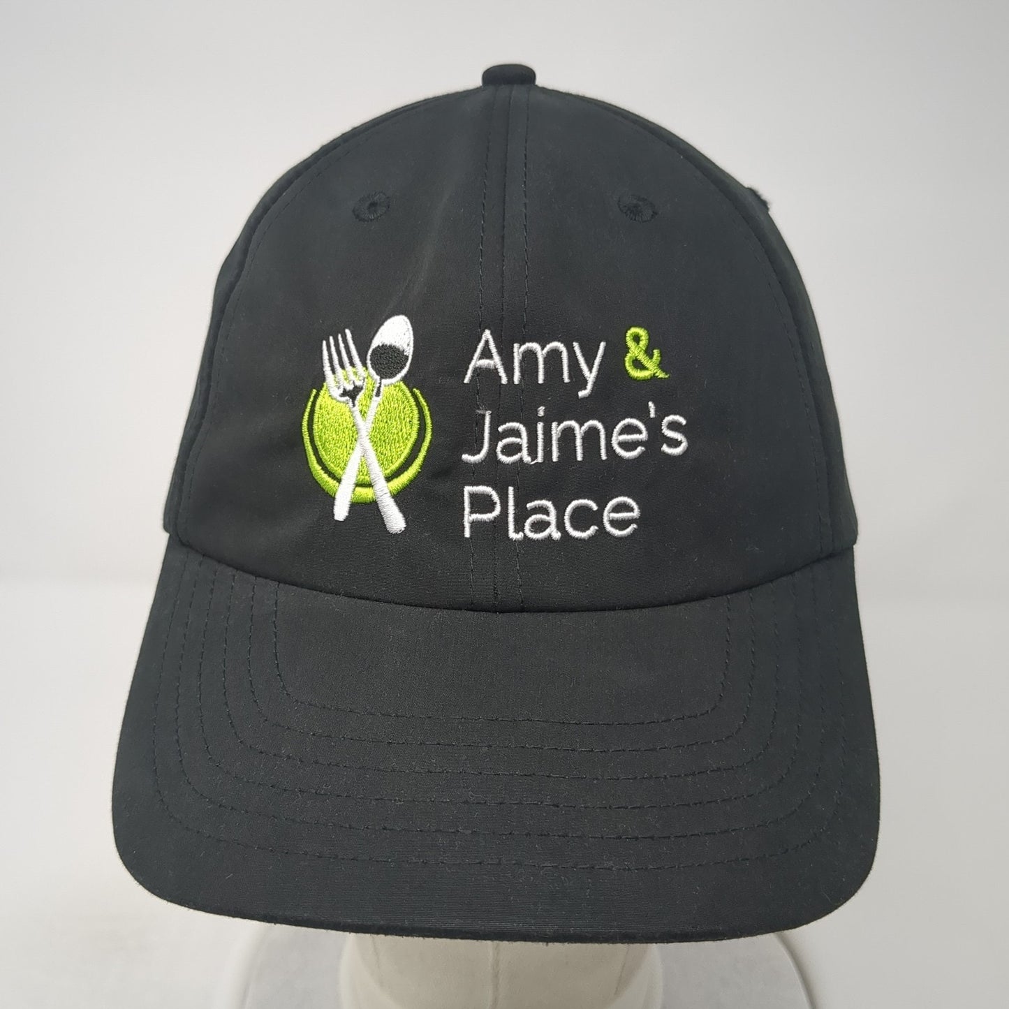 Amy & Jaime's Place Strapback Hat Black One Size Adjustable Embroidered 6 Panel