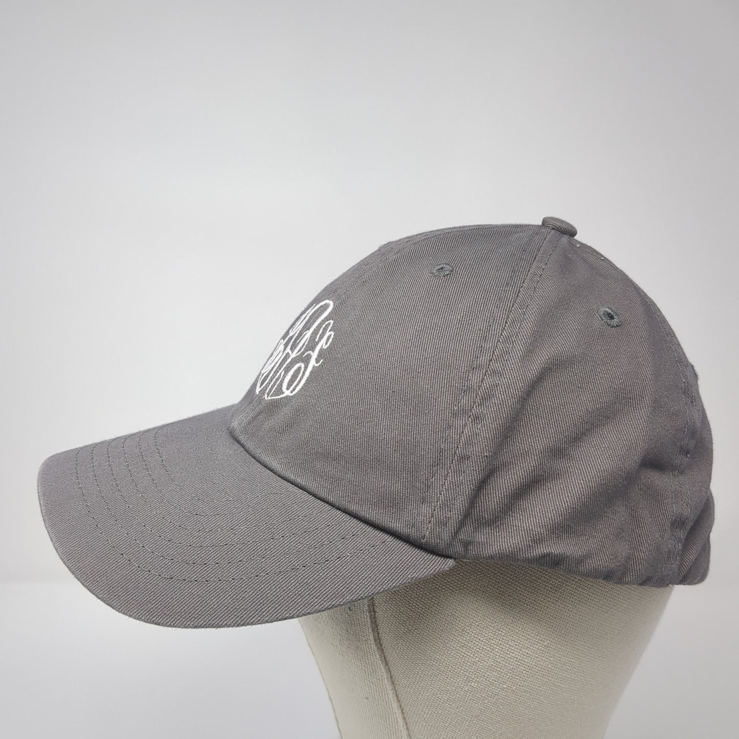 Monogram Slideback Baseball Cap Gray One Size Adjustable Embroidered 6 Panel