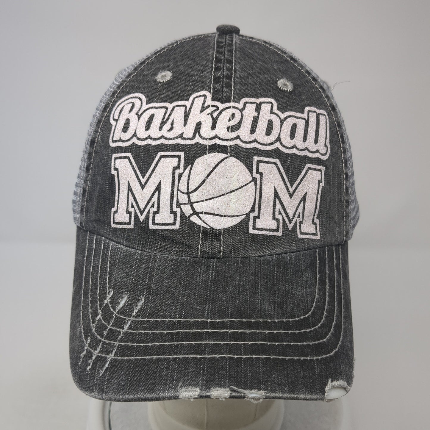 Basketball Mom Strapback Trucker Hat Gray One Size Mesh Back Adjustable