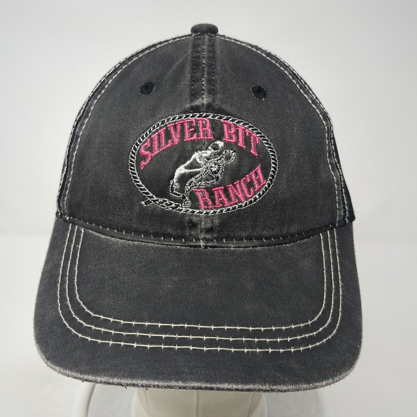 Silver Bit Ranch Strapback Trucker Hat Gray One Size Adjustable Mesh Outdoor Cap