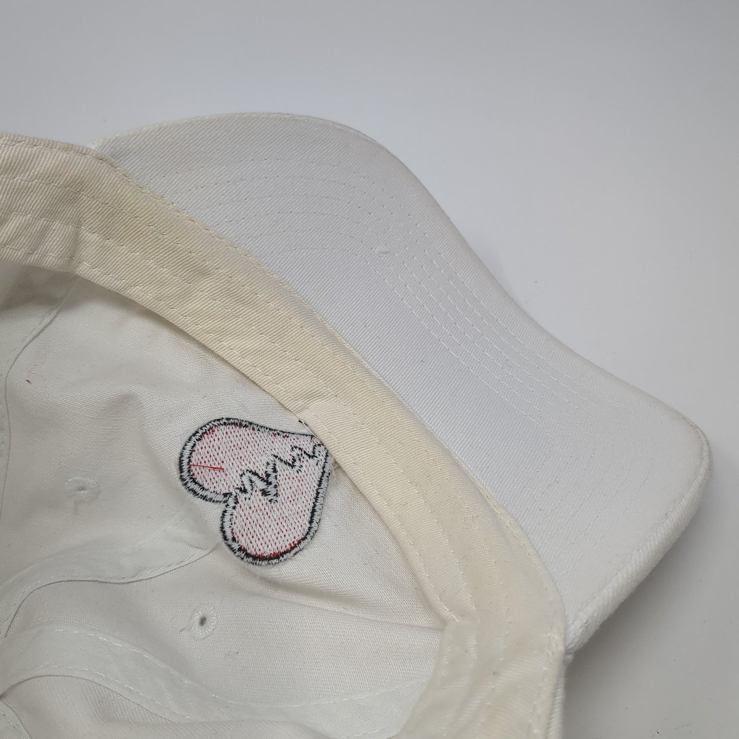 Broken Heart Slideback Baseball Cap White One Size Adjustable Embroidered Cotton
