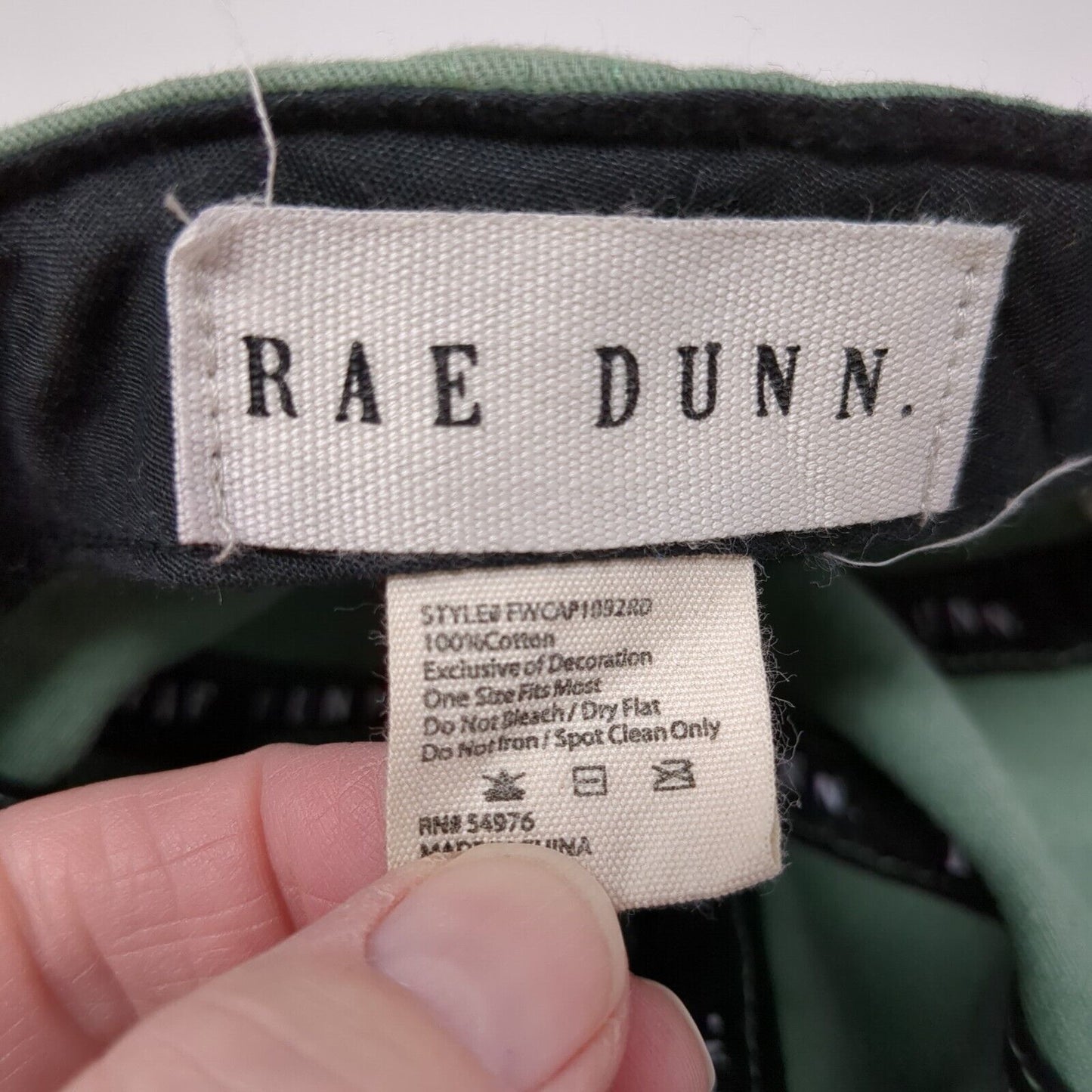 Strong Slideback Hat Green One Size Embroidered Rae Dunn Solid 6 Panel