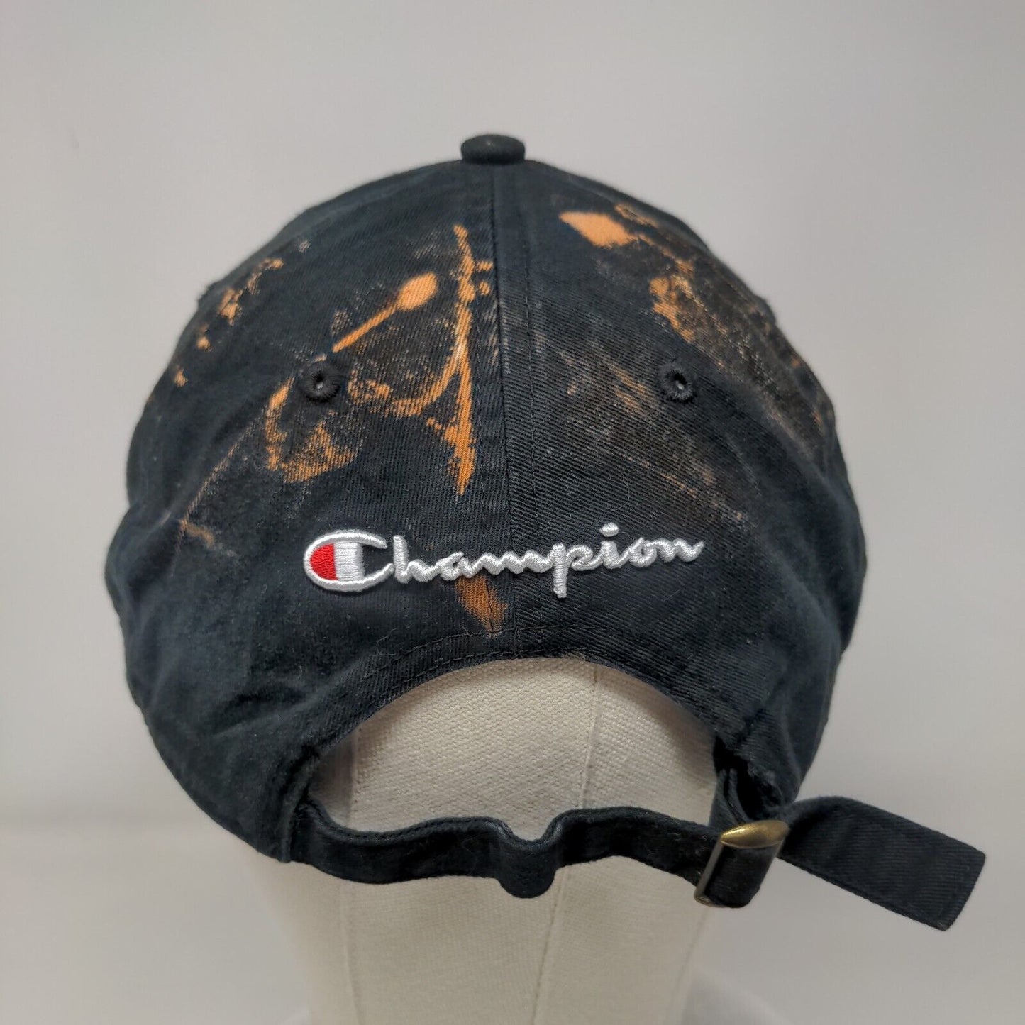 Champion Slideback Hat Black OSFA Adjustable Embroidered Logo 6 Panel