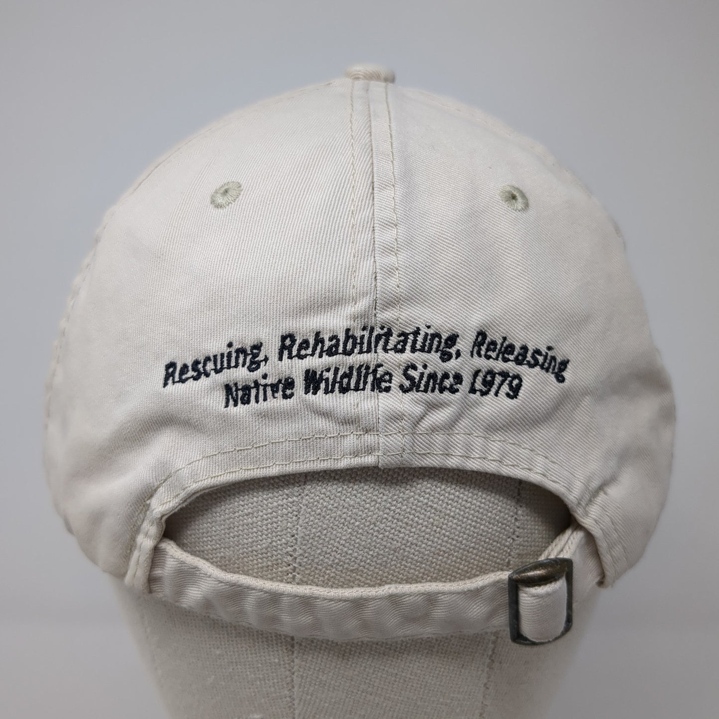 Wildlife Rescue Center Slideback Hat Beige One Size Adjustable Embroidered
