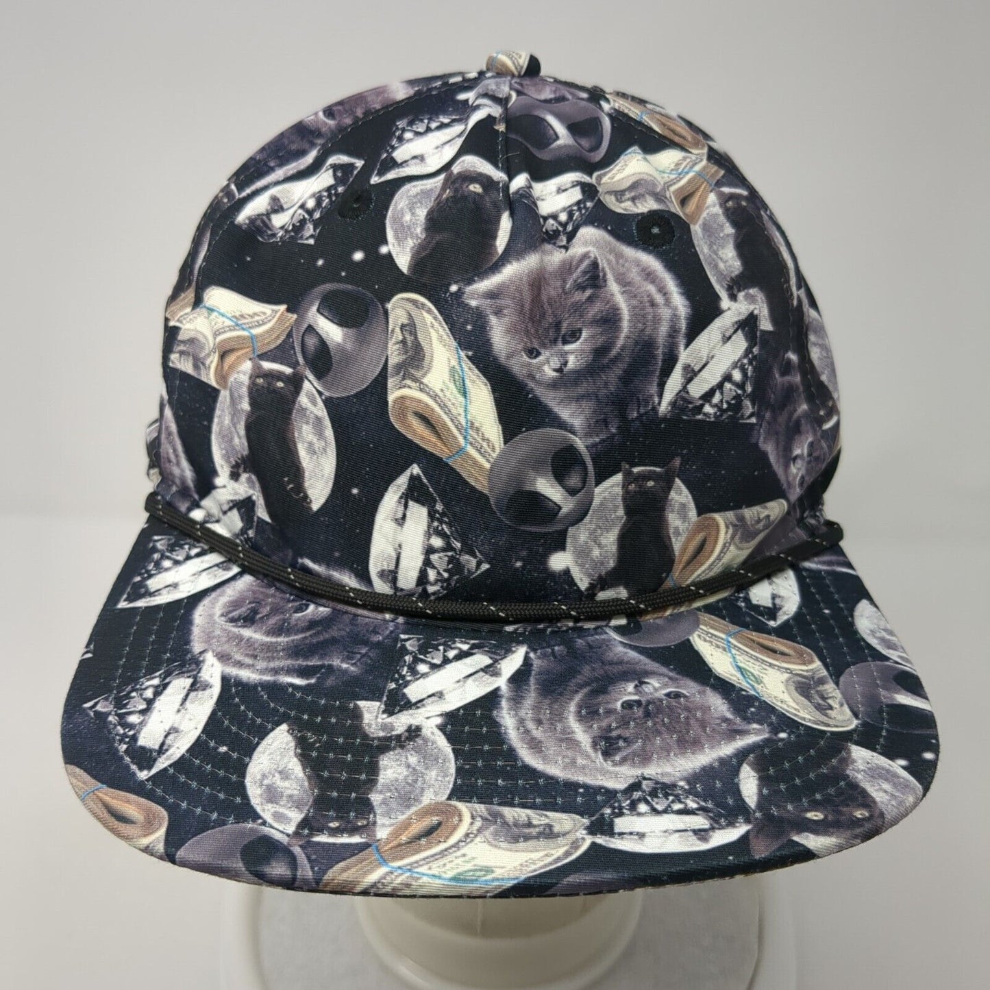 CRSHR Slideback Hat Multicolor OS Adjustable Patch Logo All Over Print Rope